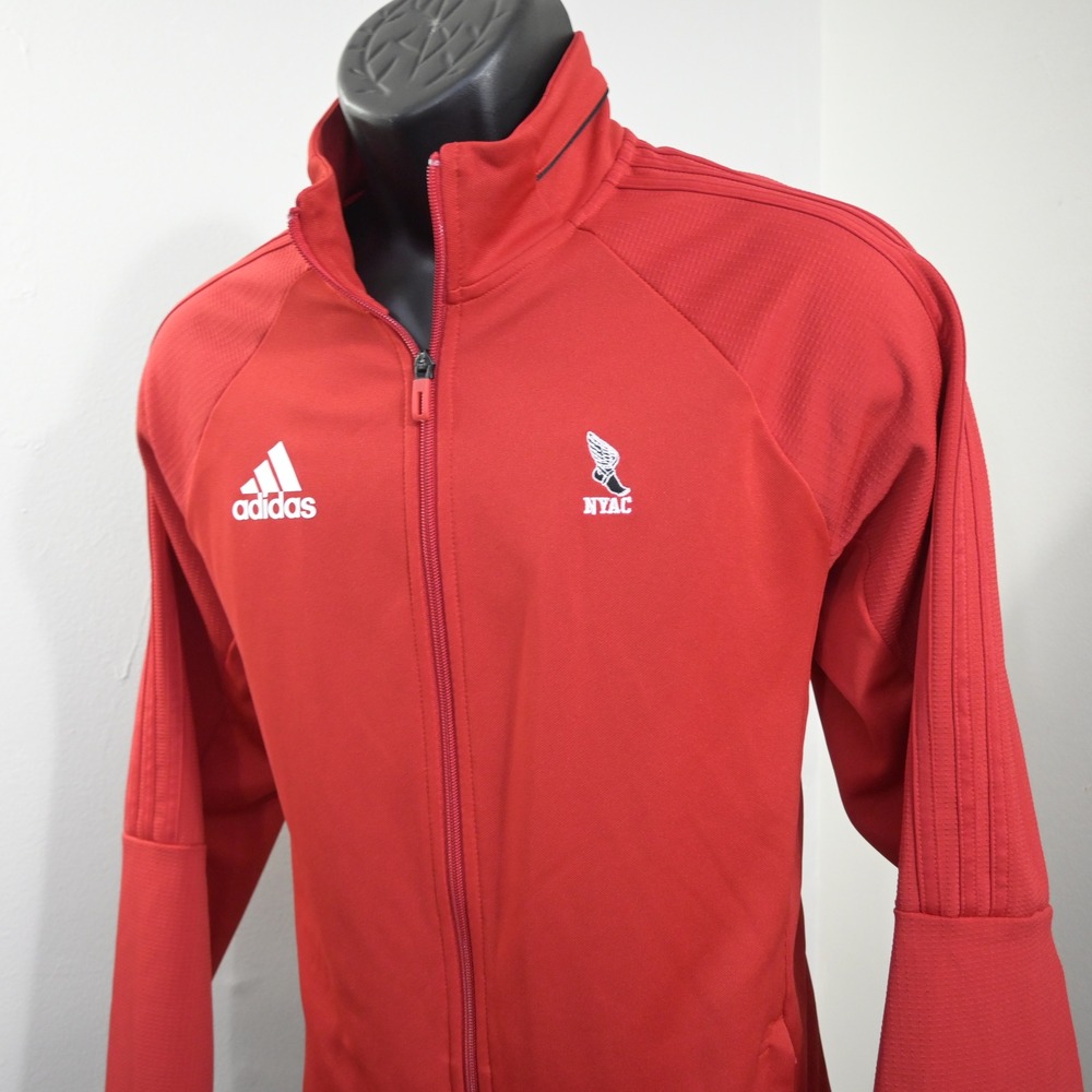 Adidas Track Jacket Mens Large Winged Foot New York Athletic Club Full Zip Red